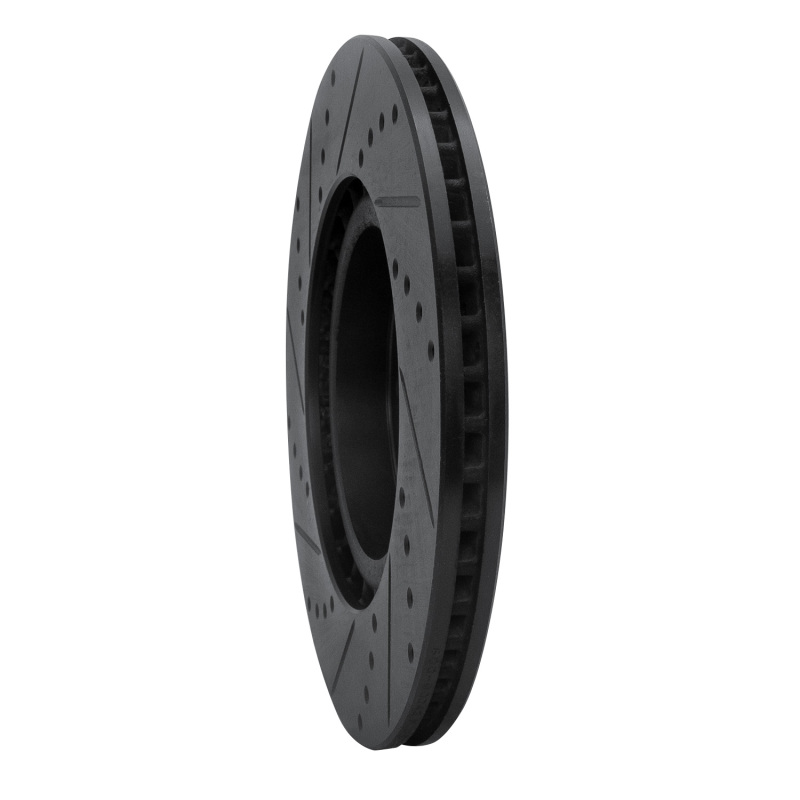 Mazda RX-8 Brake Rotor (1) - Front Right - R1 Concepts - Drilled & Slotted - Black - `04-`08